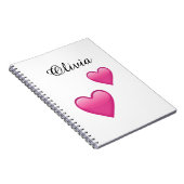 Olivia Carnet de notes personnalisé avec coeurs Em (Côté Droit)
