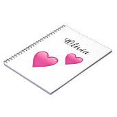 Olivia Carnet de notes personnalisé avec coeurs Em (Côté gauche)