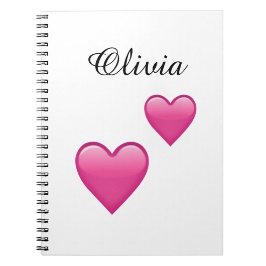 Olivia Carnet de notes personnalisé avec coeurs Em (Devant)