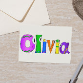 "Olivia" Cartoon Karakternaam Kaart