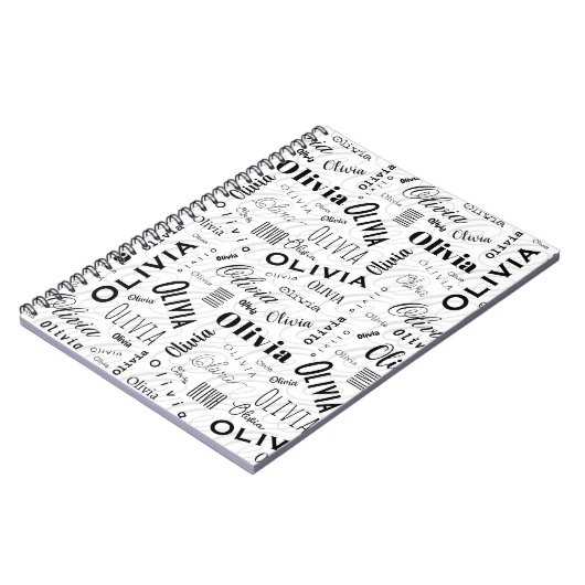 Olivia Custom Name Black White  Notitieboek (Linkerzijde)
