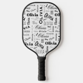 Olivia Custom Name Black White  Pickleball Paddle