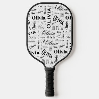 Olivia Custom Name Black White Pickleball Paddle