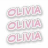 Olivia Decoratieve Naam in Roze x3 Sticker (Voorkant)