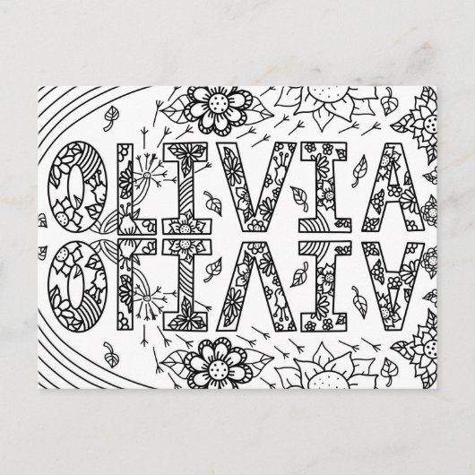 Olivia, een Kaart voor jou om te kleuren (Voorkant)