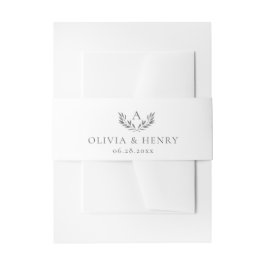 Olivia Elegant Monogram Zilver & Wit Bruiloft Uitnodigingen Wikkel
