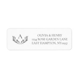 Olivia Elegant Simple Grey Monogram Return Address Etiket