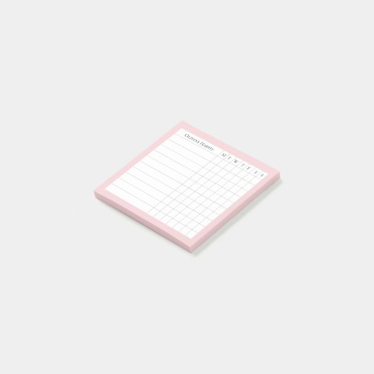 Olivia gepersonaliseerde gewoonte tracker in Blush Post-it® Notes (Schuin)