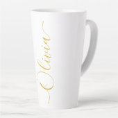 Olivia Goud Script Naam Ontwerp Latte Mok (Rechterhoek)