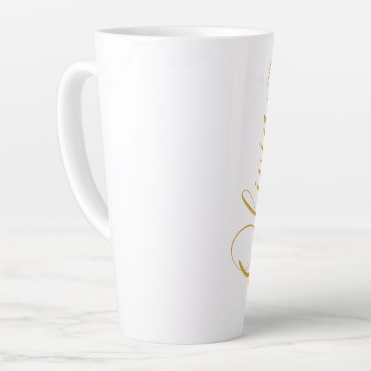 Olivia Goud Script Naam Ontwerp Latte Mok (Linkerhoek)