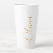 Olivia Goud Script Naam Ontwerp Latte Mok (Voorkant)