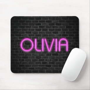 OLIVIA in PINK-neonverlichting Muismat