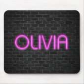 OLIVIA in PINK-neonverlichting Muismat (Voorkant)