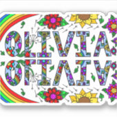 Olivia, Meisjesnaam Whimsical Digital Kunst Sticker (Voorkant)