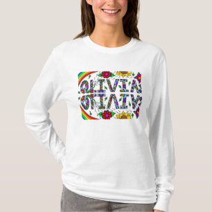 Olivia, meisjesnaam Whimsical Folk Art T-Shirt
