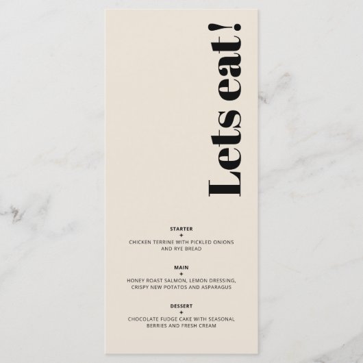 OLIVIA Modern amandel zwart hemelse bruiloft gast Menu (Voorkant)