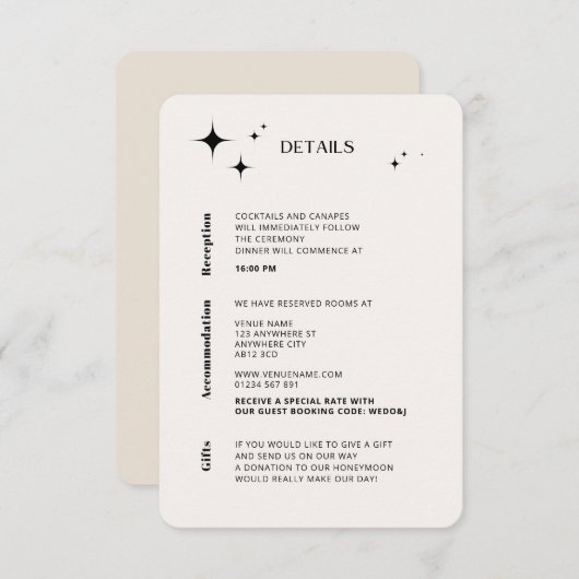 OLIVIA Moderne Ivory Celestial Enclosure Kaart (Voorkant / Achterkant)