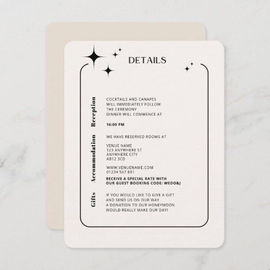 OLIVIA Moderne Ivory Celestial Enclosure Kaart (Voorkant / Achterkant)