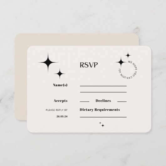 OLIVIA Moderne Ivory Celestial RSVP Response Kaart (Voorkant / Achterkant)