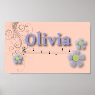 Olivia Muzikale Naam Slaapkamer Kinderkamer Poster