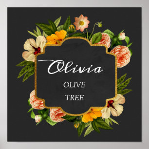 Olivia naam betekenis Royal Roses Frame Cadeau Poster