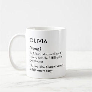 Olivia naam, Bewerkbare naam, Aangepaste naam Koffiemok