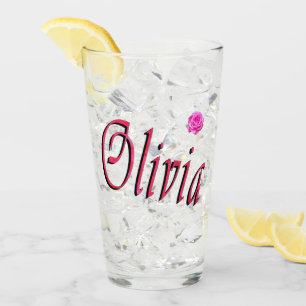 Olivia naamlogo met roos, glas