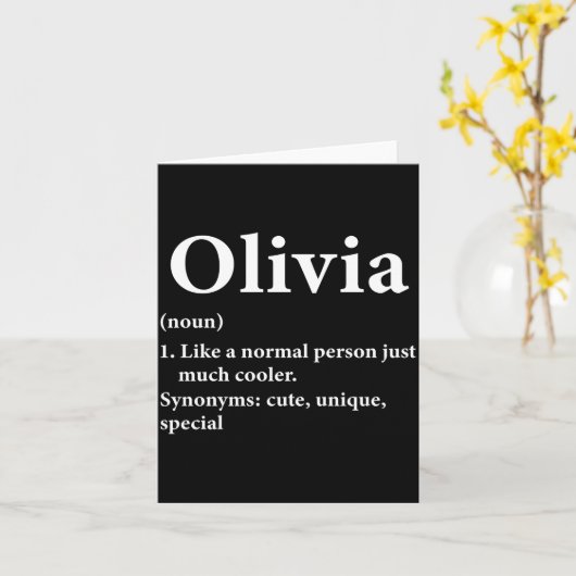 Olivia Name Definition Funny D Kaart (Gele Bloem)