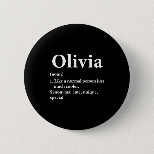 Olivia Name Definition Funny D Ronde Button 5,7 Cm (Voorkant)
