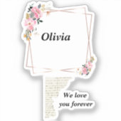 Olivia name sticker – Custom flower-golden line (Voorkant)