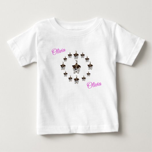 "Olivia" Nom Avec Fox Terriers, Tshirt Bébé (Devant)