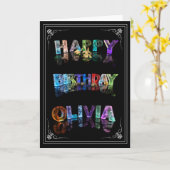 Olivia - Nom dans Lights carte de voeux (Photo) (Fleur jaune)