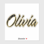 Olivia or noir lettrage Autocollant Stickers (Feuille)