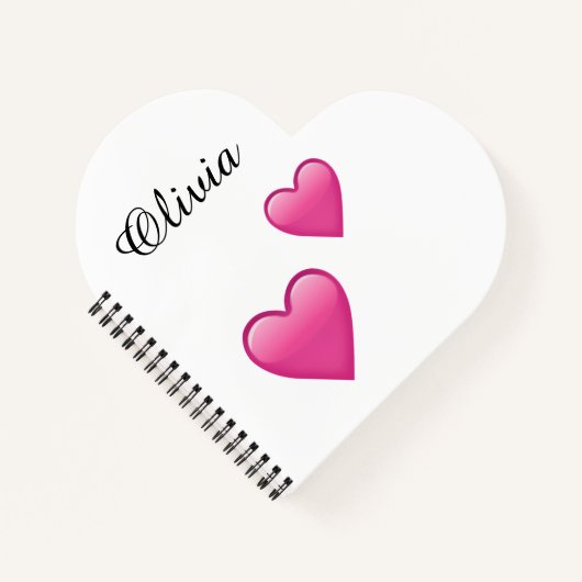 Olivia Personalized Emoji Hearts NoteBook Notitieboek (Voorkant)