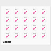 Olivia Personalized Emoji Hearts Round Stickers (Vel)