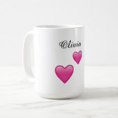 Olivia Personalized Hearts Emoji Mug Koffiemok (Voorkant links)