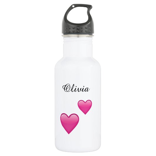 Olivia Personalized Hearts Water Bottle Waterfles (Voorkant)