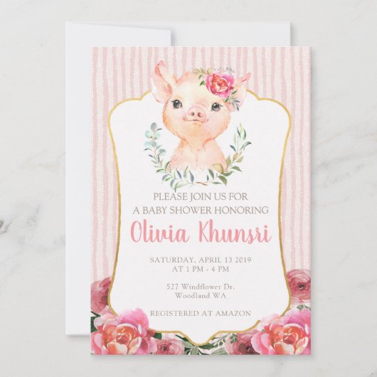 Olivia Pigsley Baby shower Invitation (Devant)