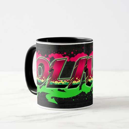 Olivia Prénom Graffiti red Tasse verte (Devant gauche)