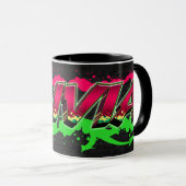 Olivia Prénom Graffiti red Tasse verte (Devant droit)