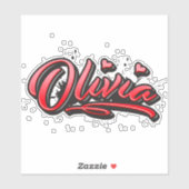 Olivia red heart graffiti Autocollants (Feuille)