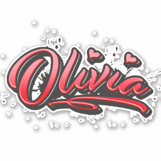 Olivia red heart graffiti Autocollants (Devant)