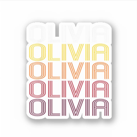 Olivia Retro Wordmark Pattern  Style Sticker (Voorkant)