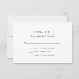 Olivia Simple Grey Minimalistische Bruiloft RSVP K Kaartje