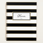 Olivia Stripes Planner en noir et blanc (Devant)