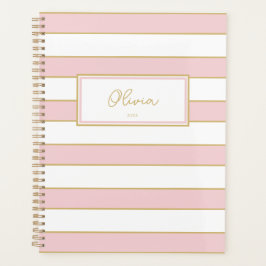 Olivia Stripes Planner in Blush en White