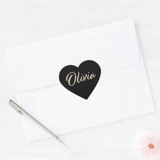 Olivia white gold Handwriting Autocollant coeur (Enveloppe)