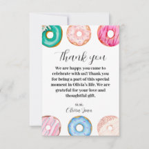 Olivia's Sweet One Verjaardags Thank You Kaart