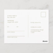 Olivier et blanc | Carte postale RSVP de mariage r (Dos)