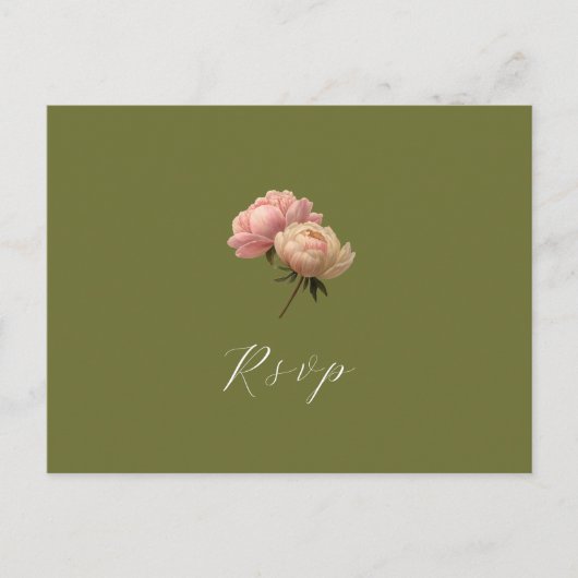 Olivier et blanc | Carte postale RSVP de mariage r (Devant)